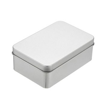 Metal Tin Box Containers, 4.21"x2.76"x1.57" Portable Rectangular Empty Hinged Tins Box with Lid