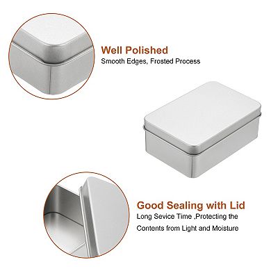 Metal Tin Box Containers, 4.21"x2.76"x1.57" Portable Rectangular Empty Hinged Tins Box with Lid