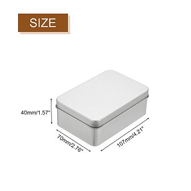 Metal Tin Box Containers, 4.21"x2.76"x1.57" Portable Rectangular Empty Hinged Tins Box with Lid