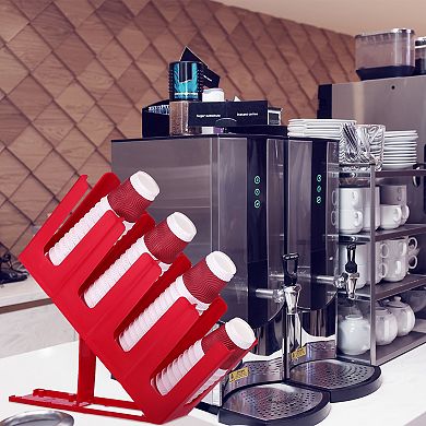 2 Pcs Cup and Lid Holder Paper Coffee Cup Dispenser Organizer with 4 Compartment