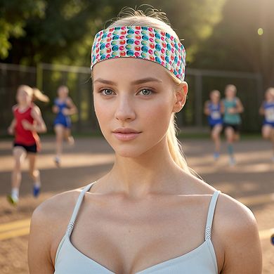 Breathable Headband Printed Sweat Headband for Sport Pink Green 1 Pc