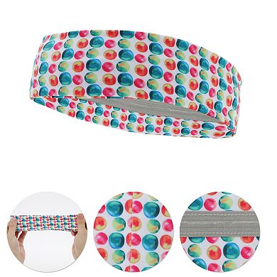 Breathable Headband Printed Sweat Headband for Sport Pink Green 1 Pc