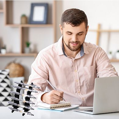 4 Pack Plastic Pen Holder, 6-Slot Acrylic Pen Display Stand, Eyebrow Pen Rack for Office