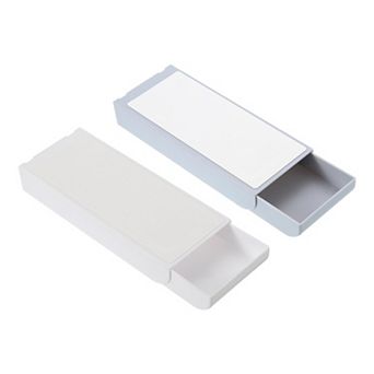 Under Table Drawer, 2 Pack Slide Out Hidden Self-Adhesive Pencil Tray Drawer Grey White
