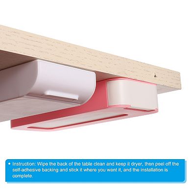 Under Table Drawer, 2 Pack Slide Out Hidden Self-Adhesive Pencil Tray Drawer Grey White