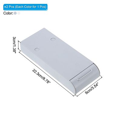 Under Table Drawer, 2 Pack Slide Out Hidden Self-Adhesive Pencil Tray Drawer Grey White