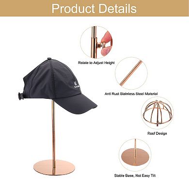 4Pcs Stainless Steel Hat Display Stand 12"-24" Adjustable Height Hat Stand Holder Wigs Display Rack