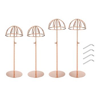 4 pc Stainless Steel Hat Display Stand 12"-24" Adjustable Height Hat Stand Holder Wigs Display Rack