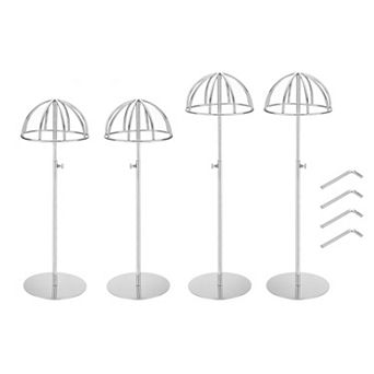 4 pc Stainless Steel Hat Display Stand 12"-24" Adjustable Height Hat Stand Holder Wigs Display Rack