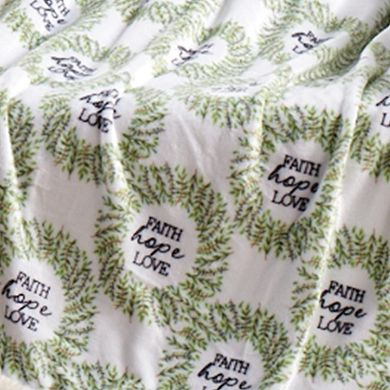Faith, Hope & Love with Sherpa Plush Decorative All Season Plum Throw Blanket