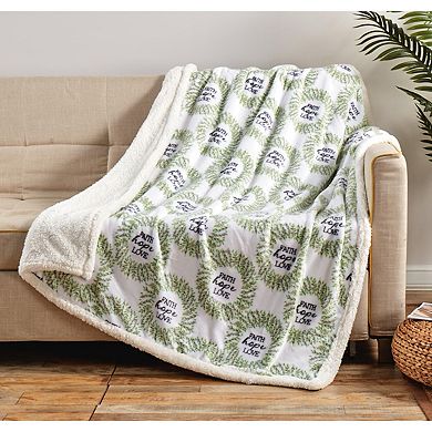 Faith, Hope & Love with Sherpa Plush Decorative All Season Plum Throw Blanket