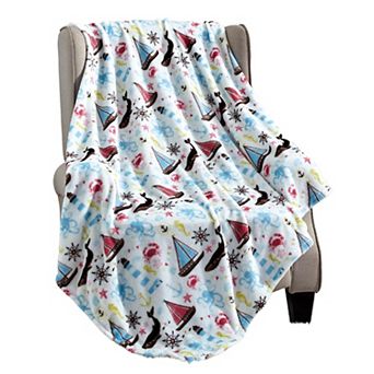 Sea Life Plush Decorative All Season Plum Throw Blanket
