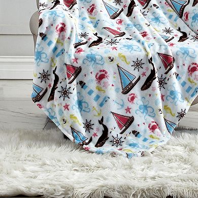 Sea Life Plush Decorative All Season Plum Throw Blanket