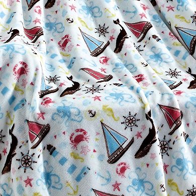 Sea Life Plush Decorative All Season Plum Throw Blanket