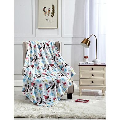 Sea Life Plush Decorative All Season Plum Throw Blanket