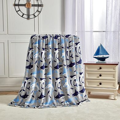 Shark Plush Decorative All Season Plum Throw Blanket