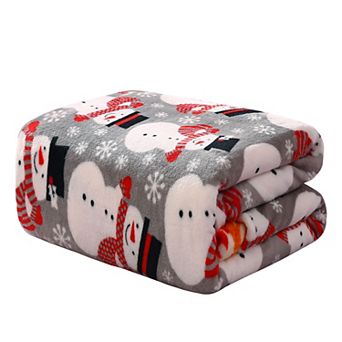 Big Christmas Snowman All Season Plush Decorative Christmas Throw Blanket