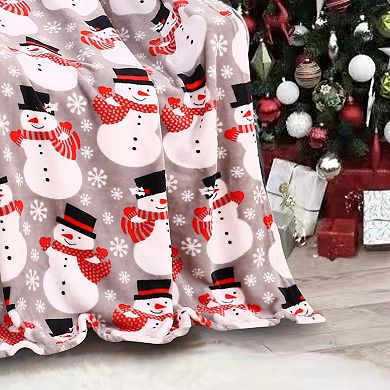 Big Christmas Snowman All Season Plush Decorative Christmas Throw Blanket