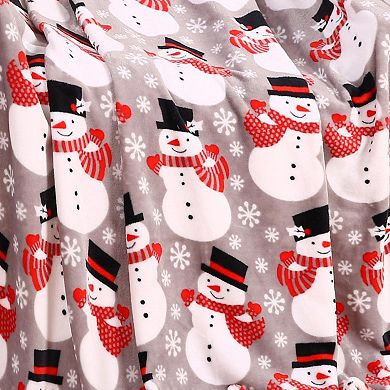 Big Christmas Snowman All Season Plush Decorative Christmas Throw Blanket