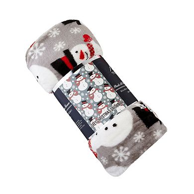 Big Christmas Snowman All Season Plush Decorative Christmas Throw Blanket