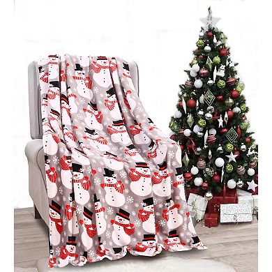Big Christmas Snowman All Season Plush Decorative Christmas Throw Blanket