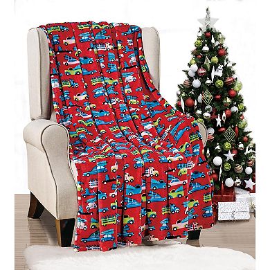 Christmas Cars Plush All Season Decorative Throw Blanket