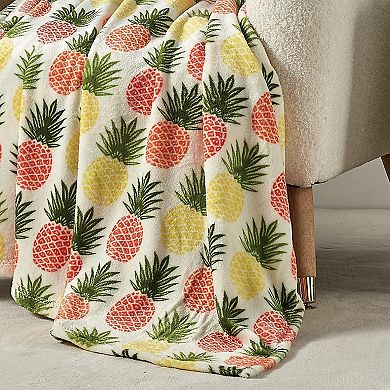 Natural Pineapple All Season Plush Decorative Throw Blanket