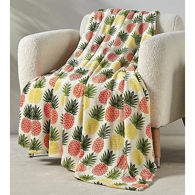 Natural Pineapple All Season Plush Decorative Throw Blanket
