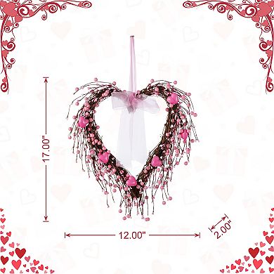 Glitzhome Valentine's Charming Seasonal Berry Heart Wreath