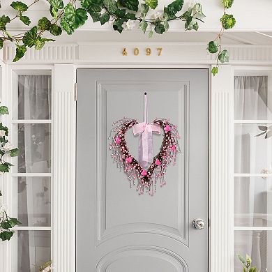 Glitzhome Valentine's Charming Seasonal Berry Heart Wreath