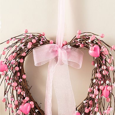 Glitzhome Valentine's Charming Seasonal Berry Heart Wreath