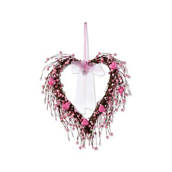 Glitzhome Valentine's Charming Seasonal Berry Heart Wreath