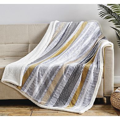 Brea with Sherpa Plush Decorative All Season Plum Throw Blanket