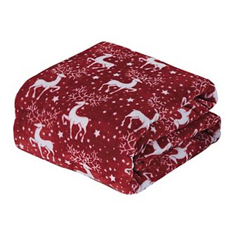 Reindeer Christmas Plush All Season Decorative Throw Blanket