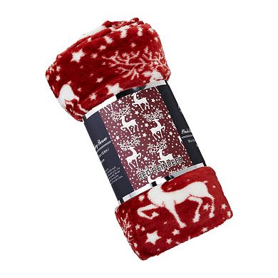 Reindeer Christmas Plush All Season Decorative Throw Blanket
