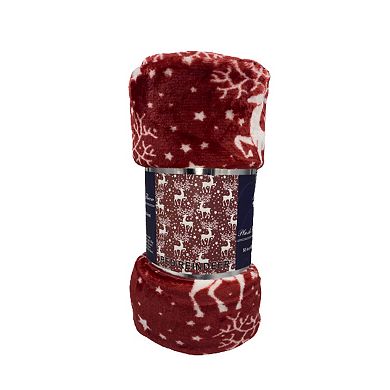 Reindeer Christmas Plush All Season Decorative Throw Blanket