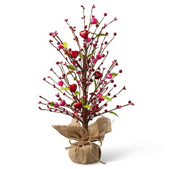 Glitzhome 20"H Valentine's Berry Heart Dense Festival Atmosphere Table Tree