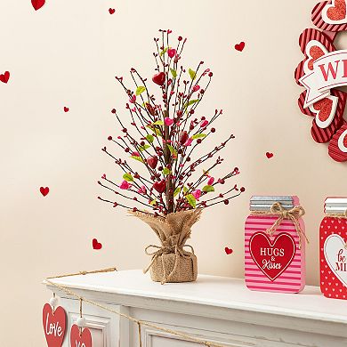 Glitzhome 20"H Valentine's Berry Heart Dense Festival Atmosphere Table Tree