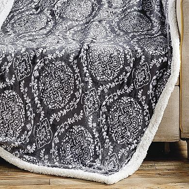 Gracey with Sherpa Plush Decorative All Season Plum Throw Blanket
