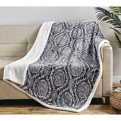 Gracey with Sherpa Plush Decorative All Season Plum Throw Blanket