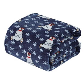 Polar Bear Plush Decorative All Season Plum Throw Blanket