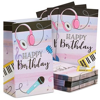36 Pack Happy Birthday Music Party Favor Bags for Goodies, Gifts, Treats
