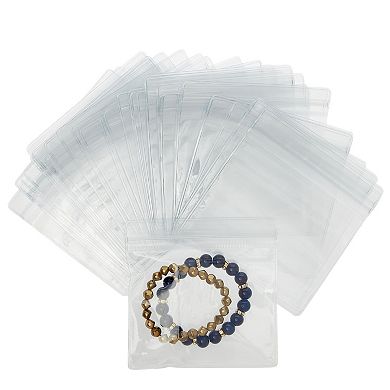 100 Pack Small Plastic Jewelry Bags for Earrings, Necklaces, 4.4 x 4.4 In