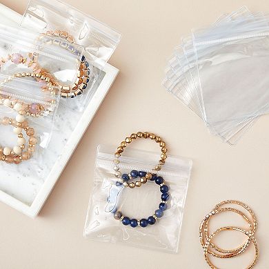 100 Pack Small Plastic Jewelry Bags for Earrings, Necklaces, 4.4 x 4.4 In