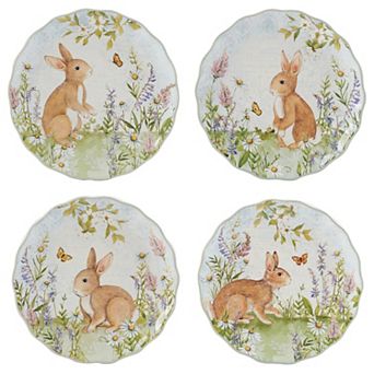 Certified International 4 pc Easter Meadow Dessert Plate Set