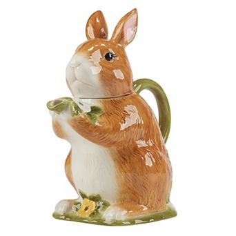 Certified International Easter Meadow 3D Bunny Teapot