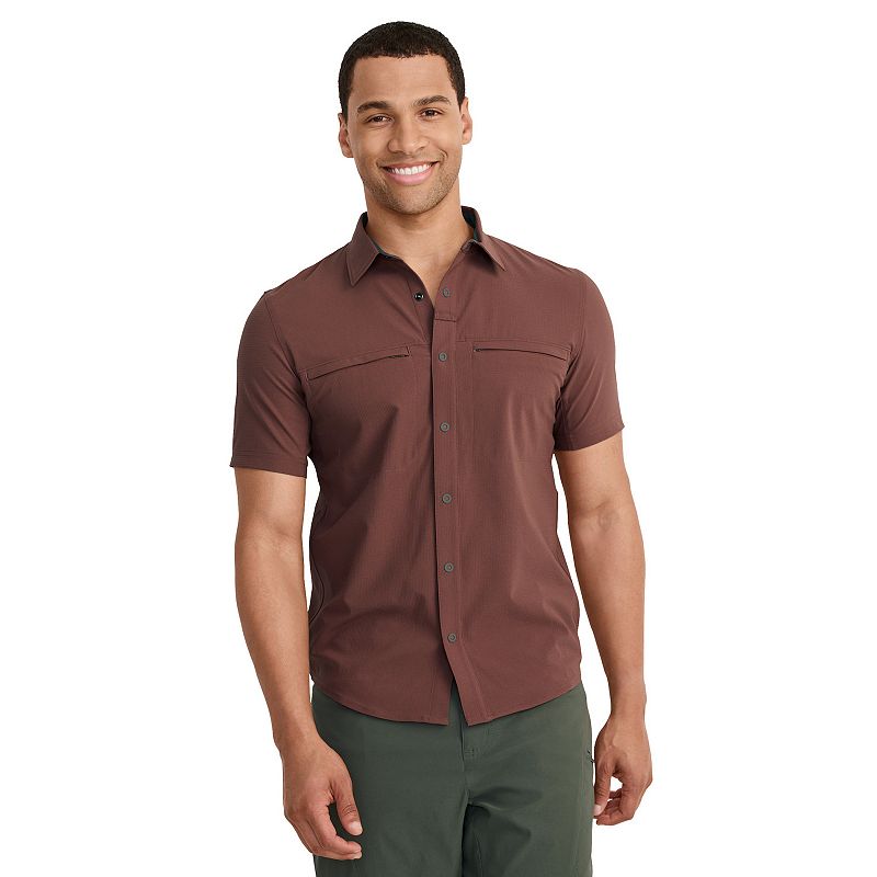 Men's Jockey Outdoors™ by Luke Bryan Short Sleeve Snap Woven Shirt, Size: XXL, Tuscan Brown