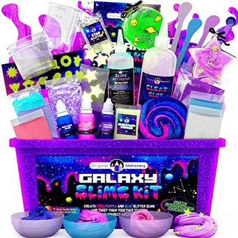 Galaxy Slime Kit, Fun Slime Set with Glow in The Dark Stickers