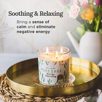 Pure Sage Aromatherapy Candle 14 Oz - 56 Hour Burn, Soy Wax Glass Candle