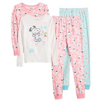 Girls 4-10 Peanuts 4 pc Long Sleeve Pajama Tops & Pajama Bottoms Set